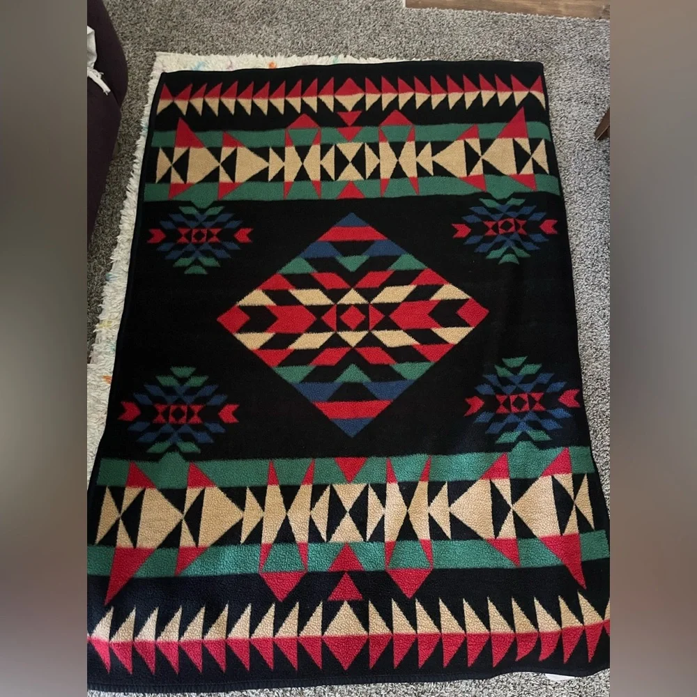 Vintage Biederlack Southwestern Geometric Accent Throw Blanket made in Germany